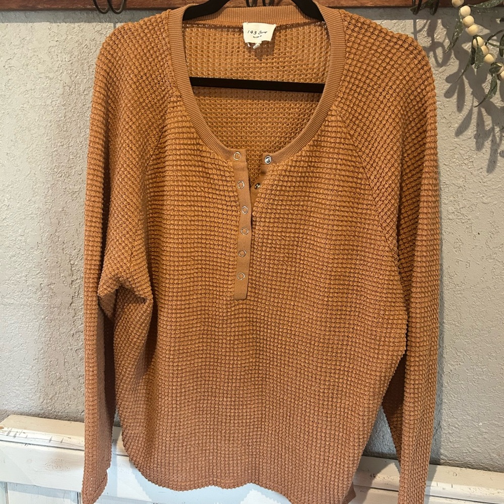 143 Story Orange Waffle Knit Top - Picture 2 of 10